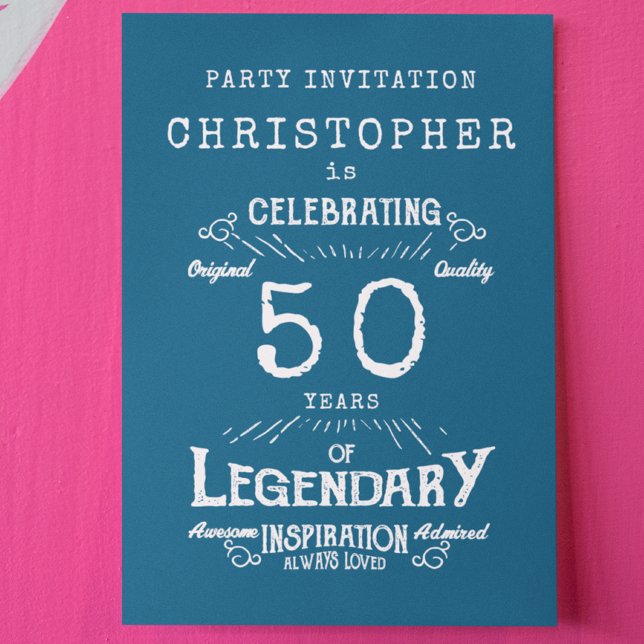 Blue 50th Birthday Invitation (Creator Uploaded)