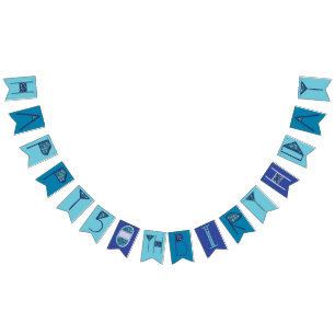 Blue 50th Happy Birthday Bunting