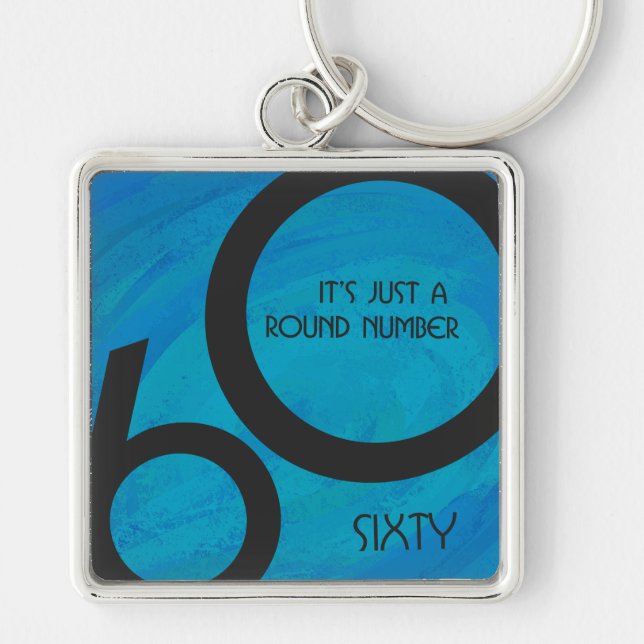 Blue 60 Decade Birthday Key Ring (Front)