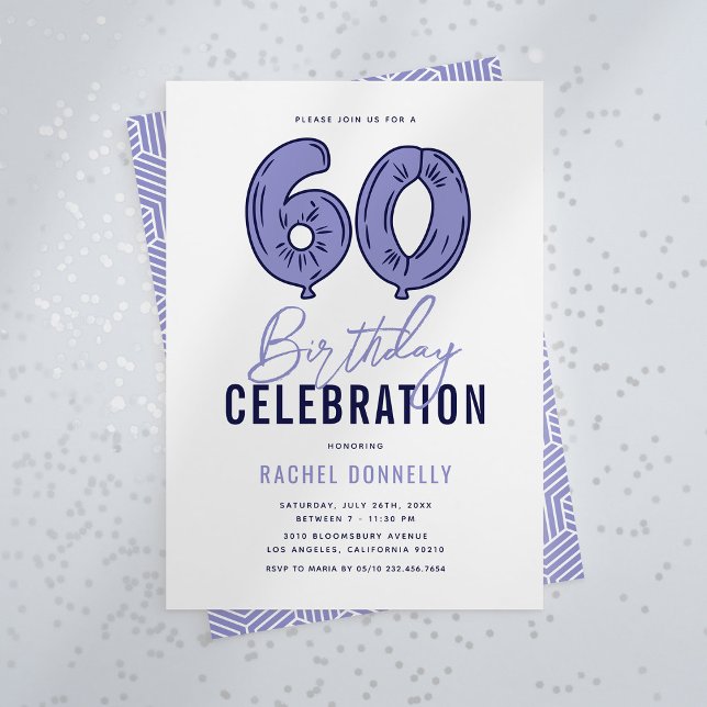 Blue 60th Birthday Party Invitation (Creator Uploaded)