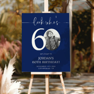 Blue 60th Birthday Welcome Sign Look Who's 60