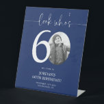 Blue 60th Birthday Welcome Sign | Look Who's 60<br><div class="desc">Welcome guests to your 60th birthday celebration with this stunning editable welcome sign. Featuring a sleek, customizable layout, this template allows you to easily add your own photo and personalize the text, making it a perfect addition to your milestone 60th birthday decor. Ideal for entryways or as a party focal...</div>