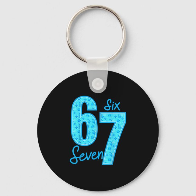 Blue 67 Funny Meme  Key Ring (Front)