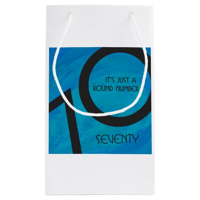 Blue 70 Decade Birthday Small Gift Bag (Back)