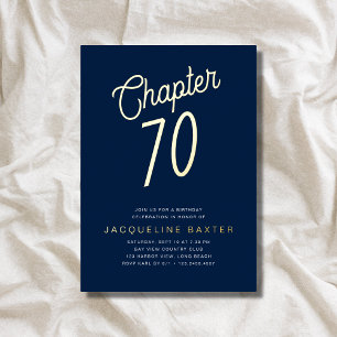 Blue 70th Birthday Gold Script Chapter 70 Party