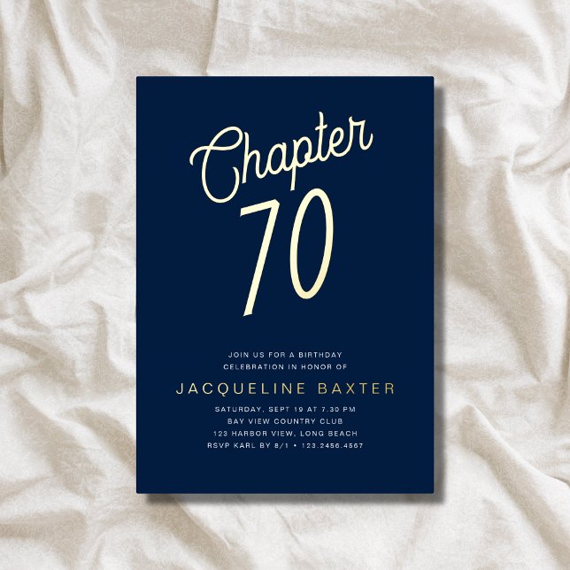 Blue 70th Birthday Gold Script Chapter 70 Party (Creator Uploaded)