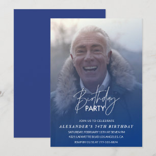 Blue 74th birthday invitation Birthday party Photo