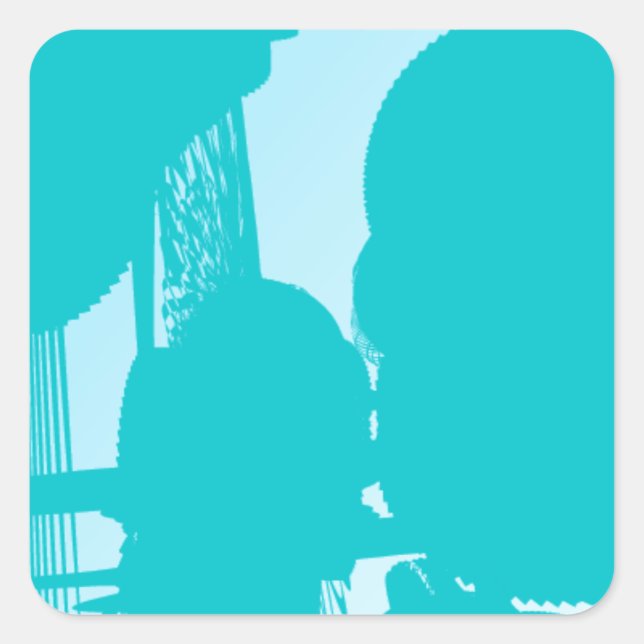 blue 7748 abstract art square sticker (Front)