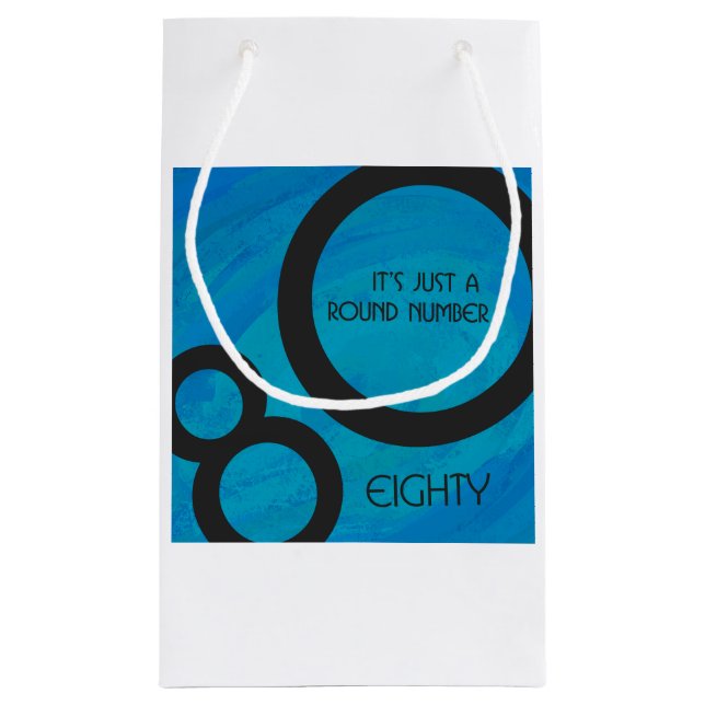 Blue 80 Decade Birthday Small Gift Bag (Back)