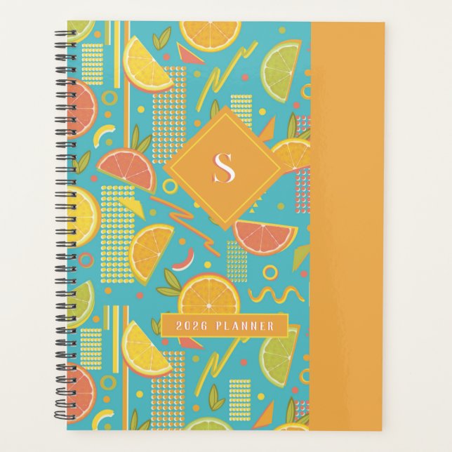 Blue 80’s Citrus Fruit Slices Planner (Front)