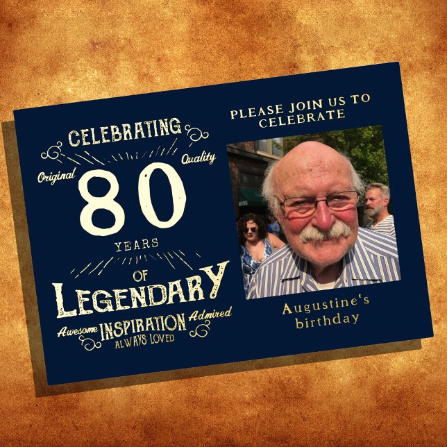 Blue 80th Birthday Vintage Gold (Creator Uploaded)