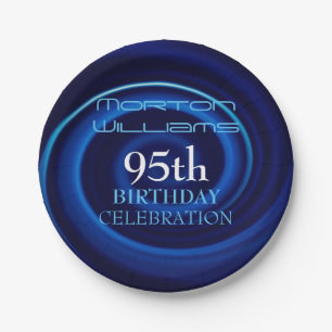 Blue 95th Birthday Celebration Paper Plates