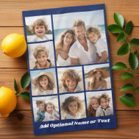 Blue 9 Photo Square Collage - with script white