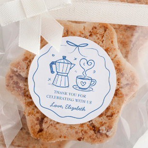 Blue A Baby Is Brewing Coffee Thank You Classic Round Sticker