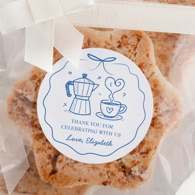 Blue A Baby Is Brewing Coffee Thank You Classic Round Sticker (Creator Uploaded)