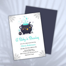 Blue A Baby is Brewing Halloween Baby Shower