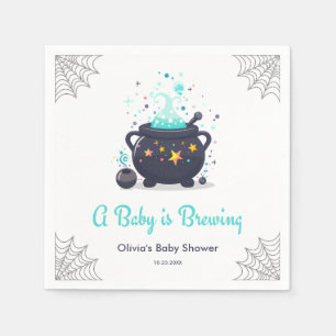 Blue A Baby is Brewing Halloween Baby Shower  Napkin