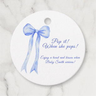 Blue a Bow Baby shower Pop it! Favour Tags