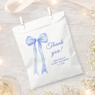 Blue a Bow It's a Boy Baby shower thank you Favour Bags