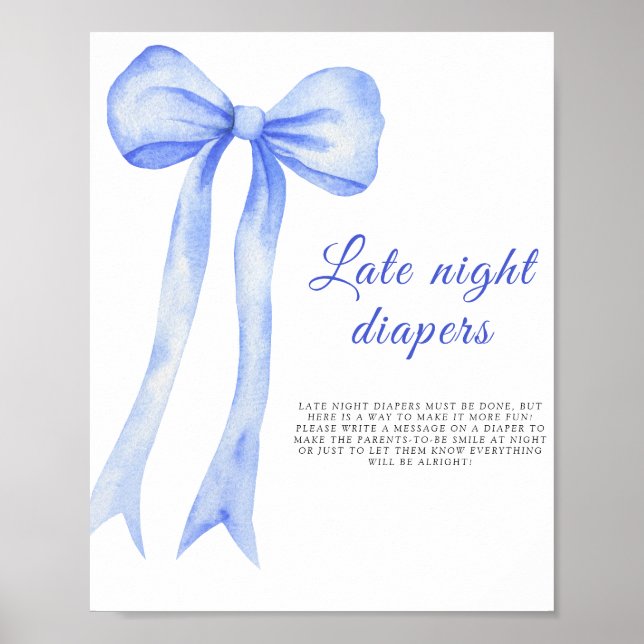 Blue a bow - Late night diapers game Poster (Front)