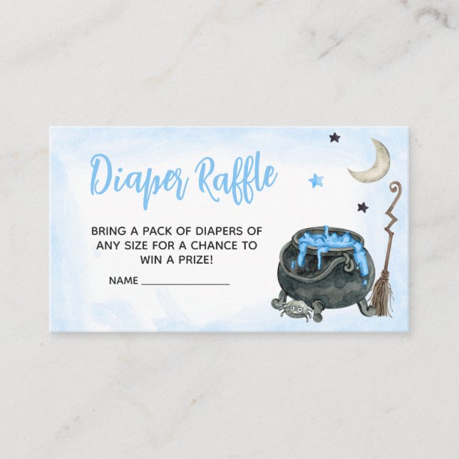 Blue A Little Boo Baby Shower Diaper Raffle Enclosure Card (Front)