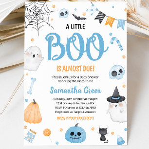 Blue A Little Boo Baby Shower Invitation