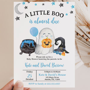 Blue A Little Boo Baby Shower Invitation