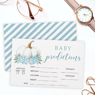 Blue a little pumpkin baby boy shower predictions stationery
