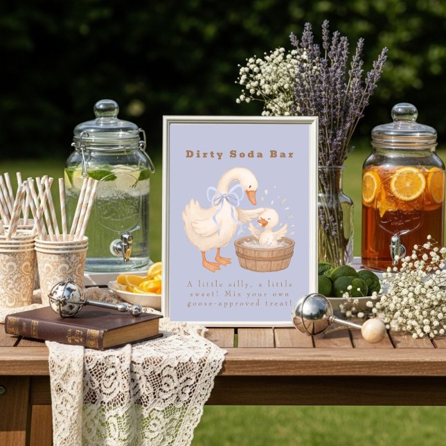 Blue A Silly Goose Dirty Soda Bar Sign Invitation (Blue A Silly Goose Dirty Soda Bar Sign)