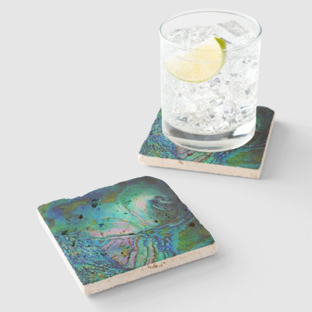 Blue Abalone Shell Stone Coaster (Side)