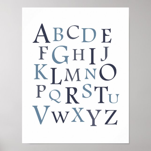 Blue ABC Nursery Typography Print (Front)