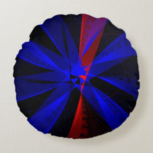 Blue Abstract Accent Round Pillow