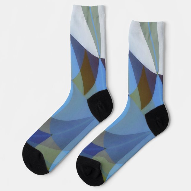 Blue Abstract Art Crazy Socks (Left)