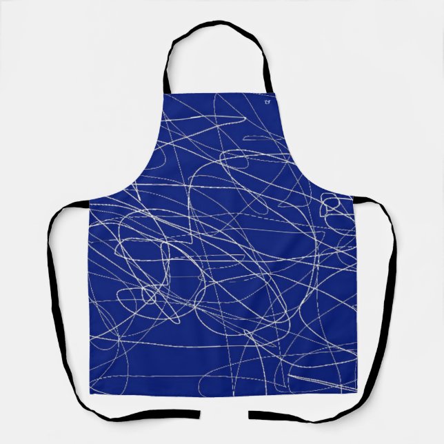 Blue abstract art pattern Apron (Front)