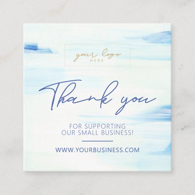 Blue Abstract Art Unique Business Thank you Insert (Front)