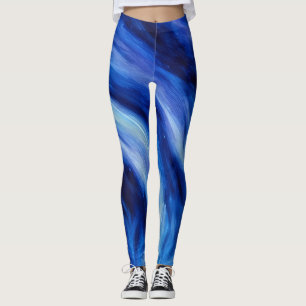Blue Abstract Art Water Flow Leggings