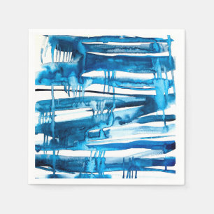 Blue abstract art watercolor icicles napkin