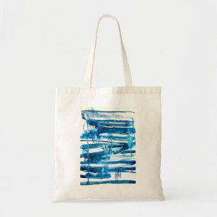 Blue abstract art watercolor icicles  tote bag