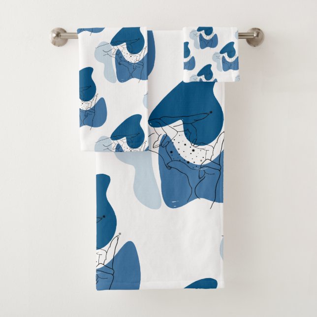 Blue Abstract Artwork Bath Towel Set (Insitu)