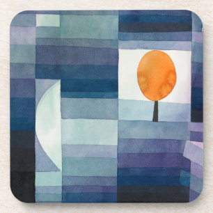 Blue Abstract Autumn Paul Klee Watercolor Coaster