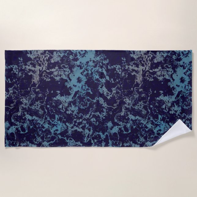 Blue Abstract Beach Towel (Front)