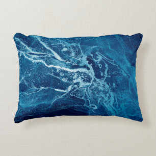 Blue Abstract. Blue and White color Blots. Clear w Decorative Cushion