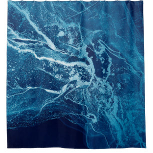 Blue Abstract. Blue and White color Blots. Clear w Shower Curtain