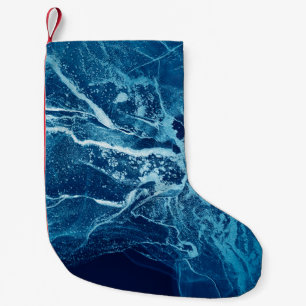 Blue Abstract. Blue and White colour Blots. Clear  Small Christmas Stocking