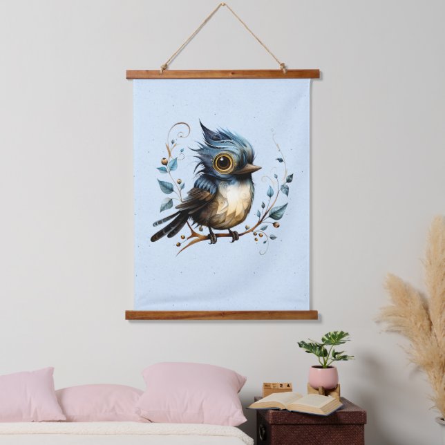 Blue Abstract Bluebird Hanging Tapestry (Bedroom)