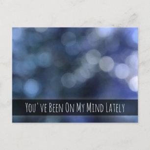 Blue Abstract Bokeh Light Photo, Thinking of You Postcard