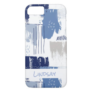 Blue Abstract Brush Pattern Personalised Case-Mate iPhone Case