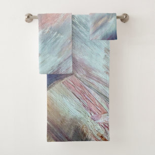 Blue Abstract Brush Stroke Bath Towel Set