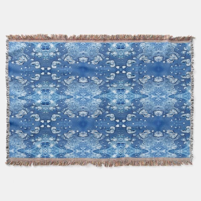Blue Abstract Bubbles Water and Ice Throw Blanket (Front)