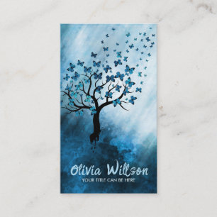 Blue Abstract Butterfly Tree Business Card